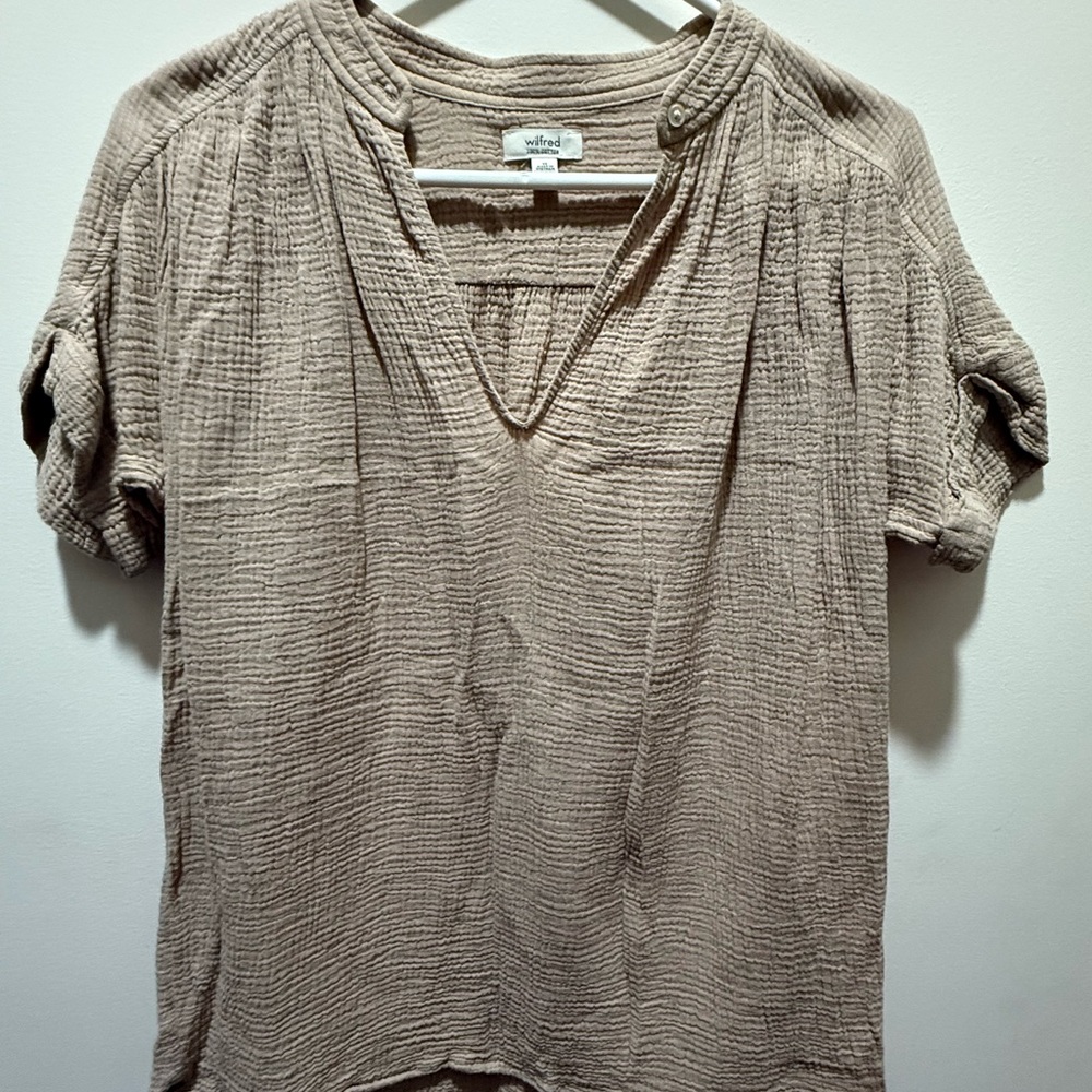 Wilfred Crinkled Taupe Blouse